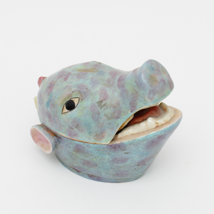 Vintage Lidded Pig Head Vessel