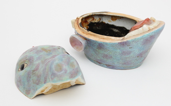 Vintage Lidded Pig Head Vessel