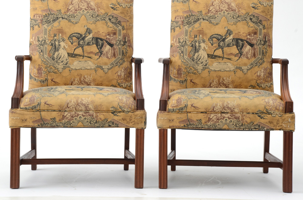 Pair of Equestrian Motif Armchairs