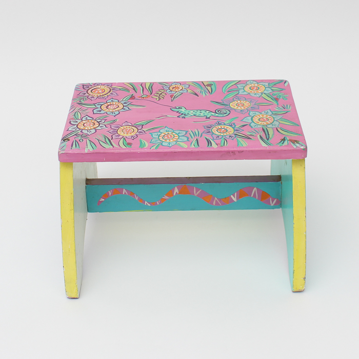 Folk-Decorated Footstool by L. Fenster