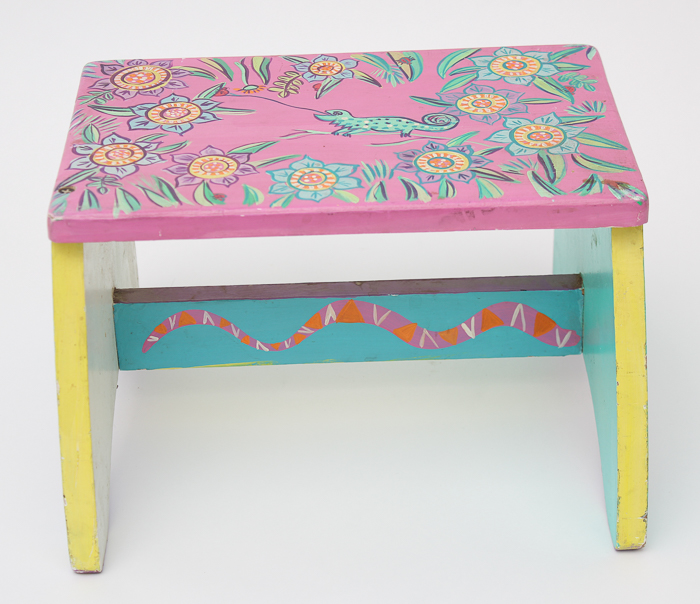 Folk-Decorated Footstool by L. Fenster
