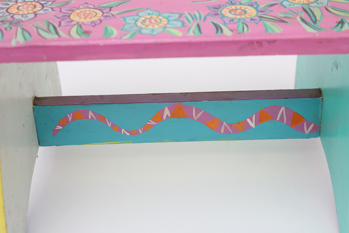 Folk-Decorated Footstool by L. Fenster