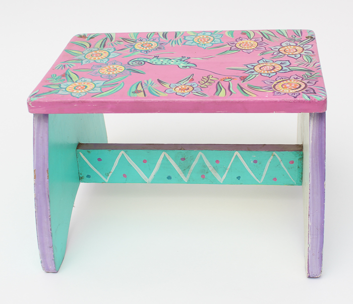 Folk-Decorated Footstool by L. Fenster