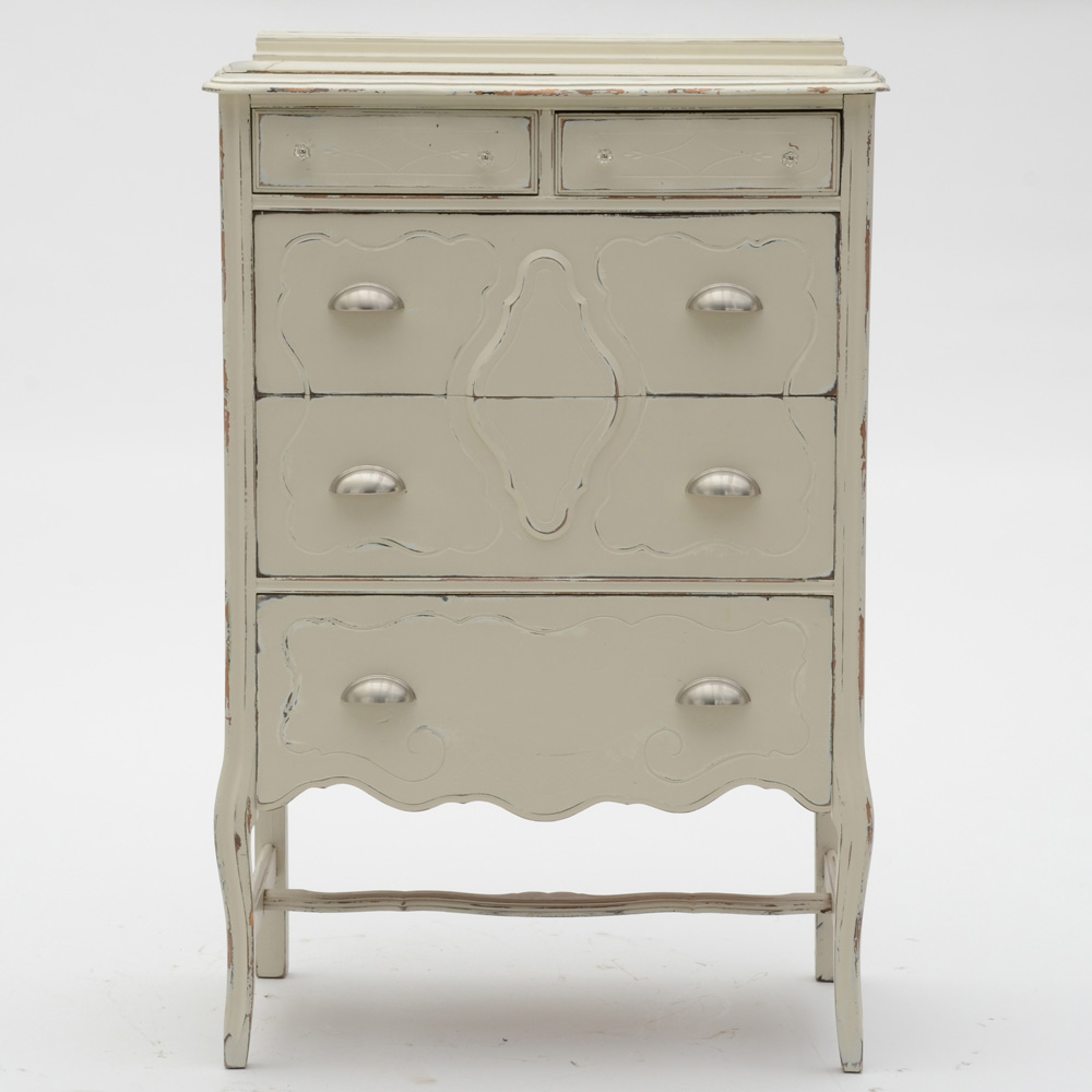 Vintage Cottage Style White Painted Dresser