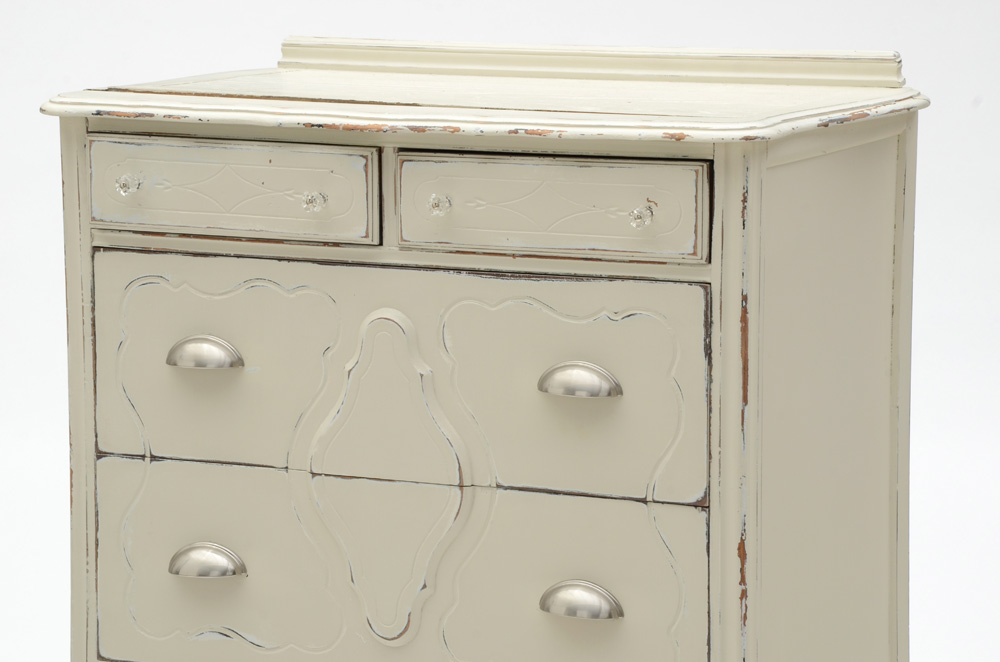Vintage Cottage Style White Painted Dresser