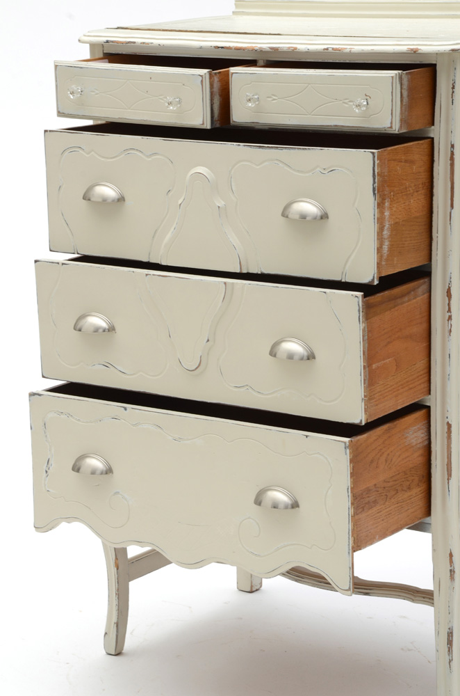 Vintage Cottage Style White Painted Dresser