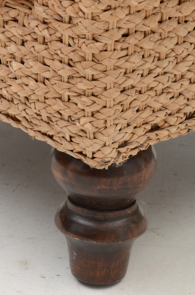 Braided Wicker Armchair with ottoman