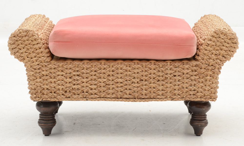 Braided Wicker Armchair with ottoman