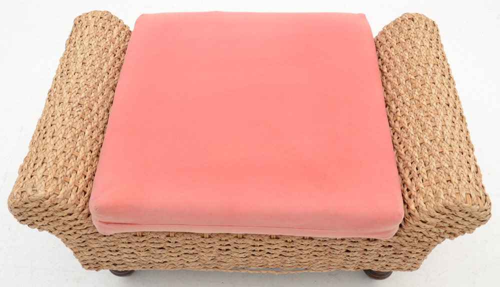 Braided Wicker Armchair with ottoman