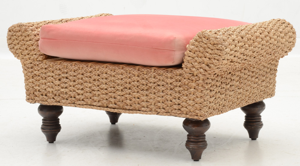 Braided Wicker Armchair with ottoman