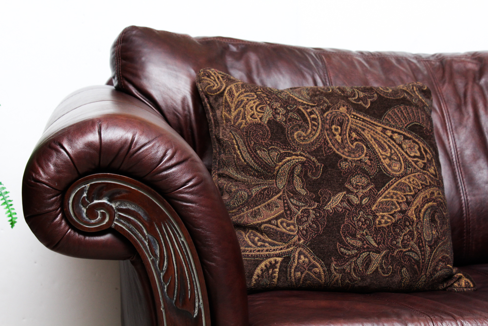 Leather Oversized Club Chair with Brass Tack Detail