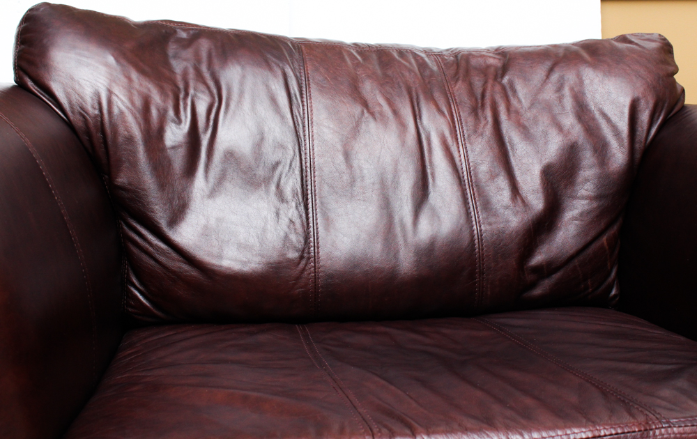 Leather Oversized Club Chair with Brass Tack Detail