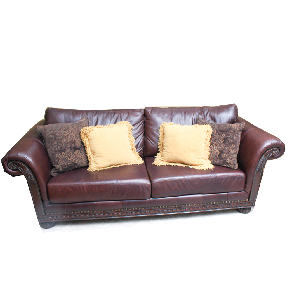 Leather Sofa with Brass Tack Detail