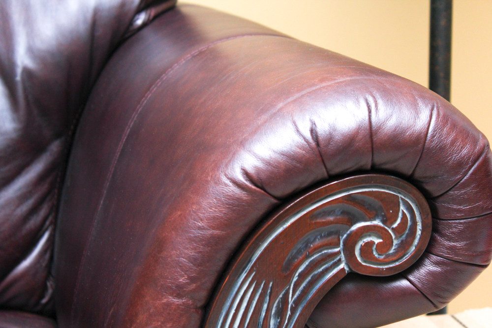 Leather Sofa with Brass Tack Detail