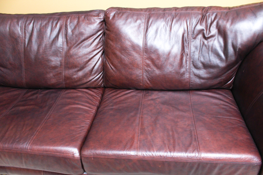 Leather Sofa with Brass Tack Detail
