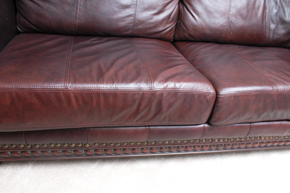 Leather Sofa with Brass Tack Detail