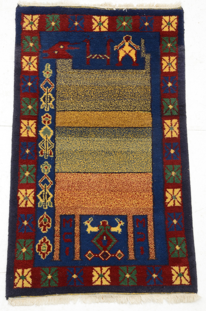 Hand-Woven Gabbeh Style Indian Accent Rug