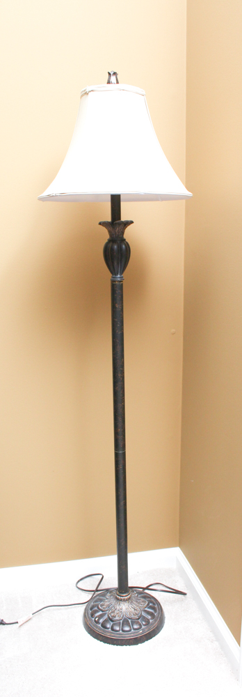 Metal Floor Lamp and Wood Table Lamp