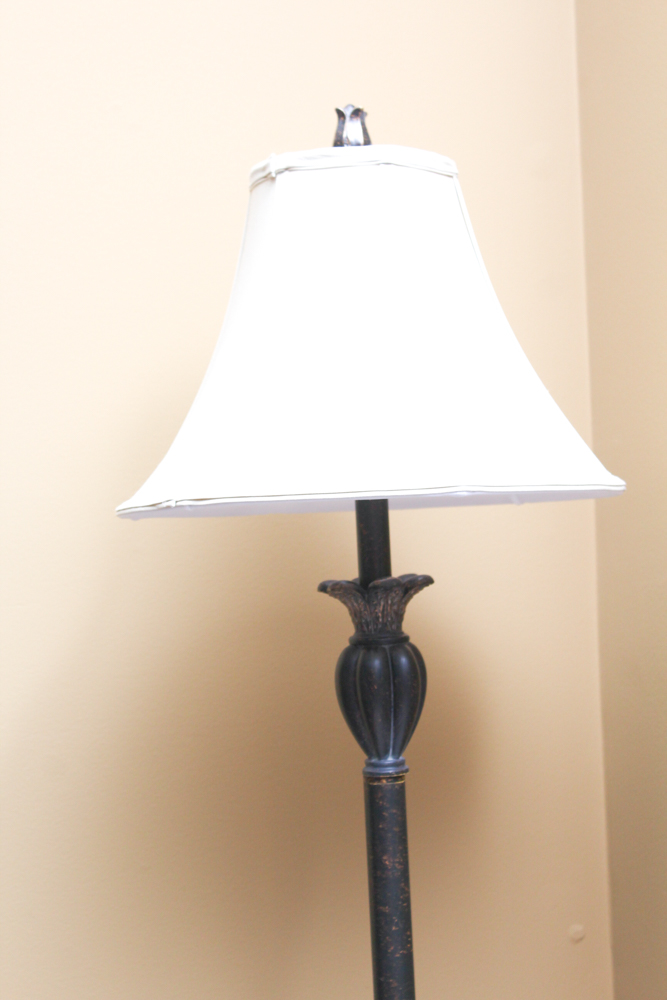 Metal Floor Lamp and Wood Table Lamp