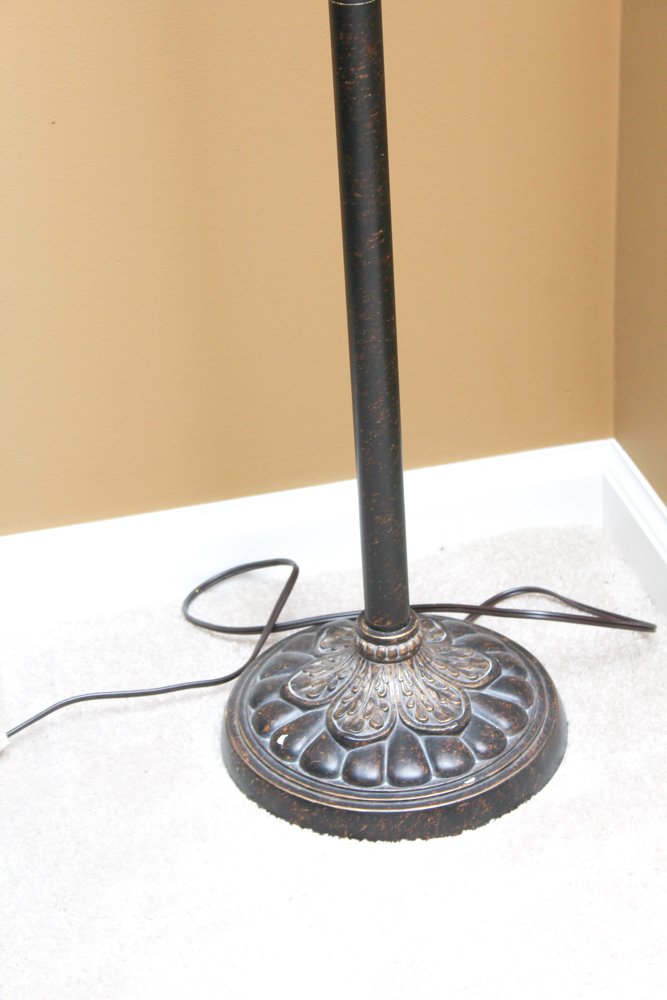 Metal Floor Lamp and Wood Table Lamp