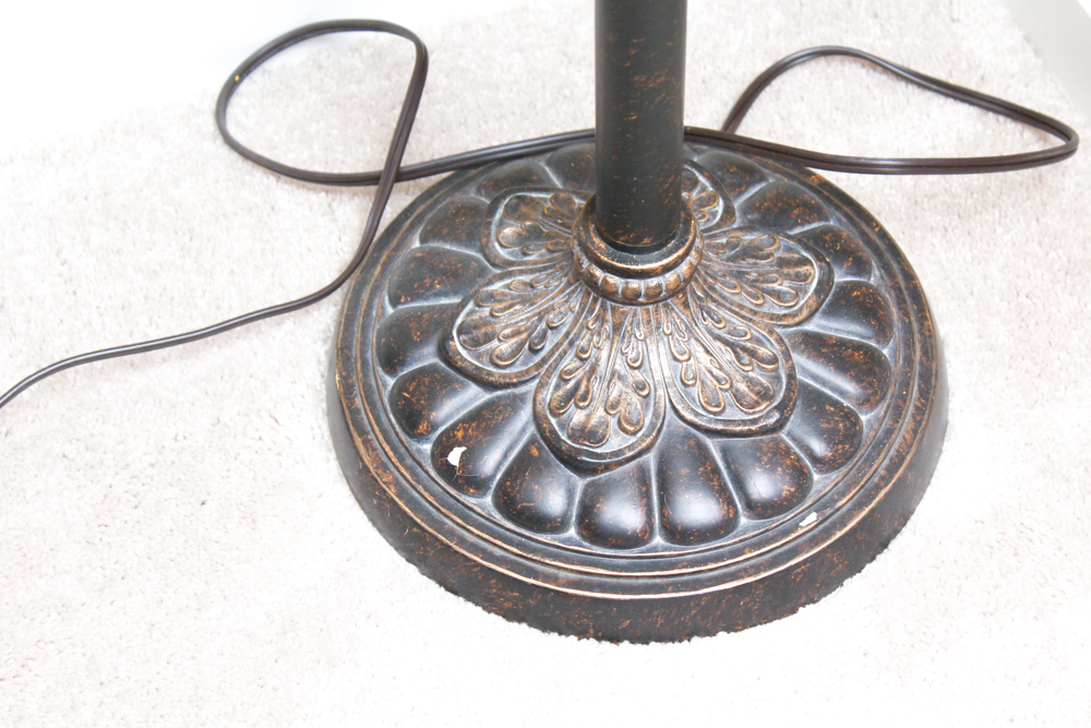 Metal Floor Lamp and Wood Table Lamp