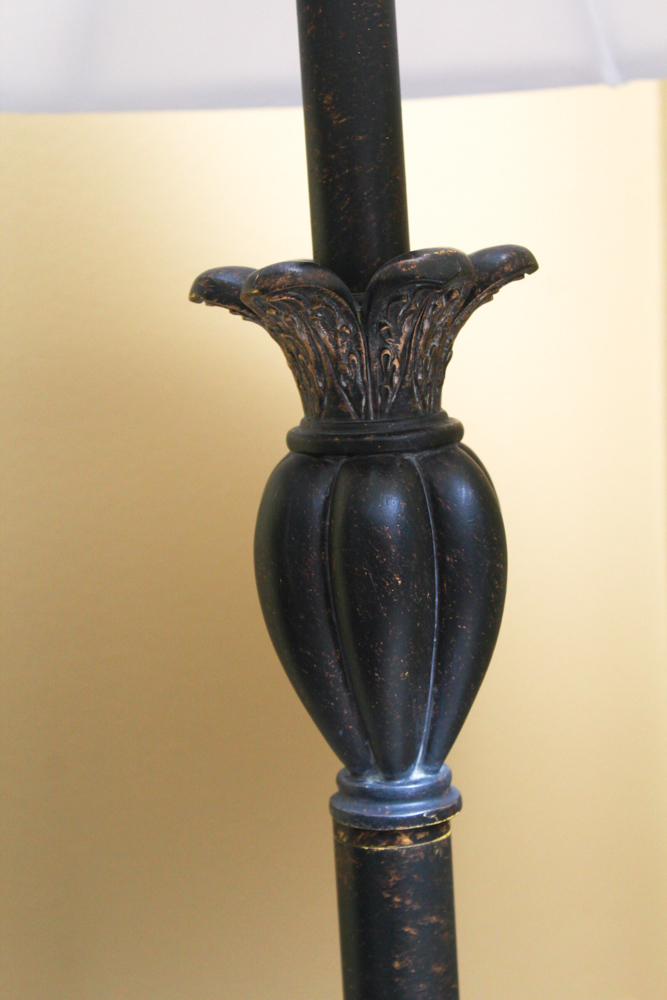 Metal Floor Lamp and Wood Table Lamp