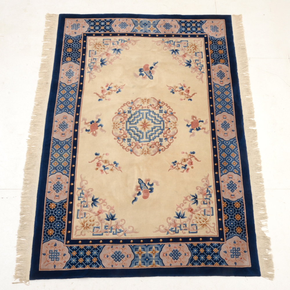 Chinese Hand Loomed and Carved Wool Rug
