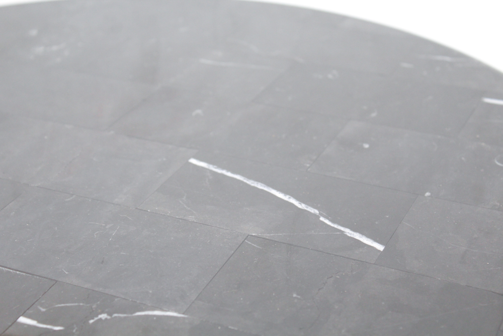 Round Black Marble Veneer Top Side Cabinet