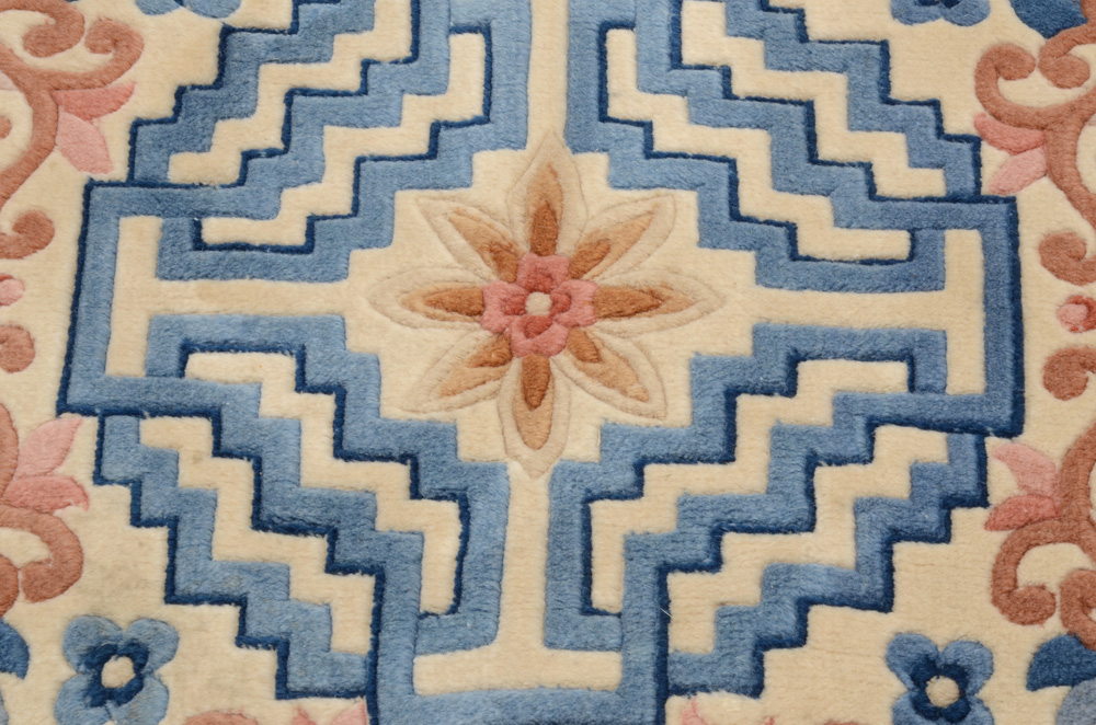 Chinese Hand Loomed and Carved Wool Rug