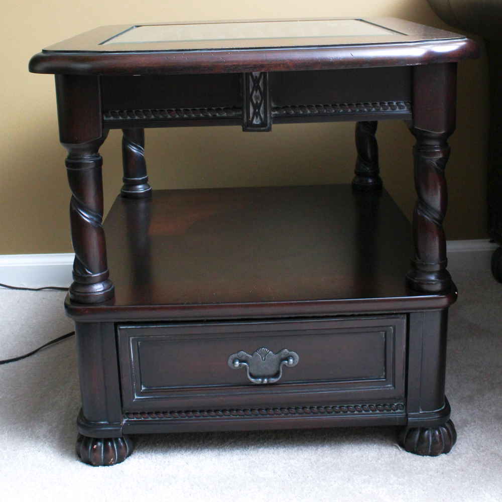 Collezione Europe Glass Top Side Table