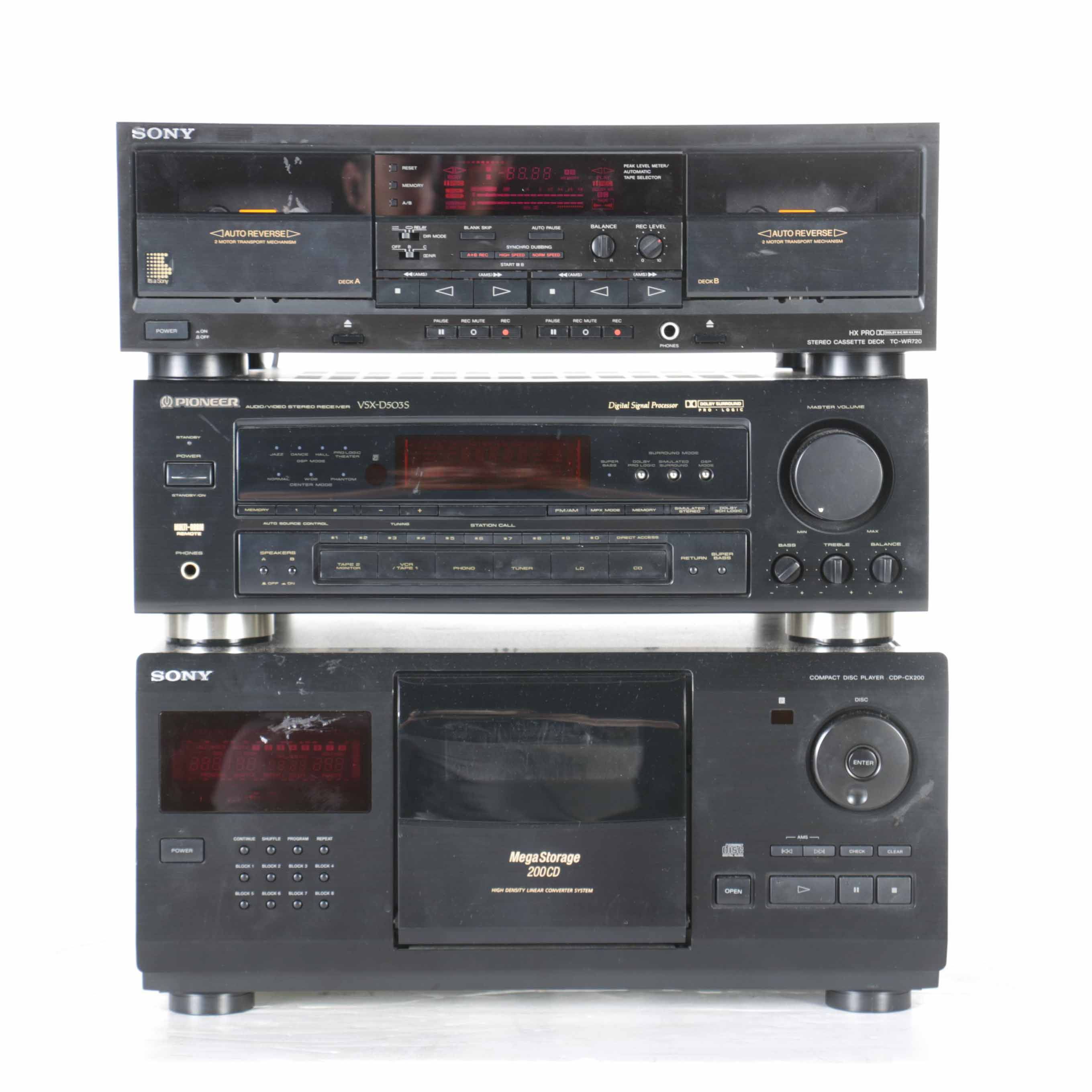 Sony and Pioneer Stereo Components