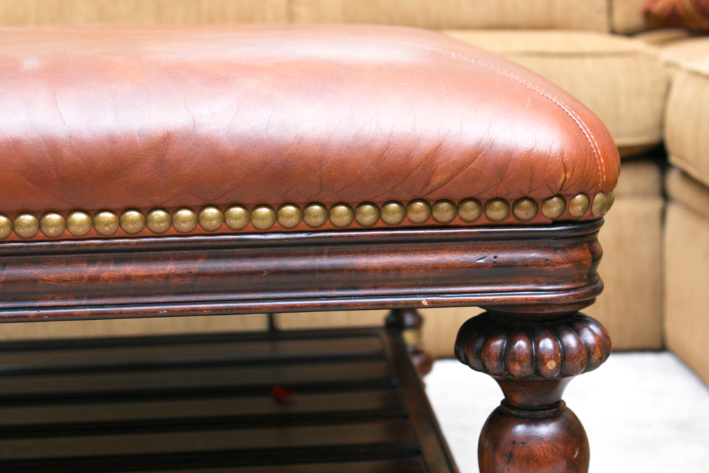 Thomasville Furniture Leather Ottoman