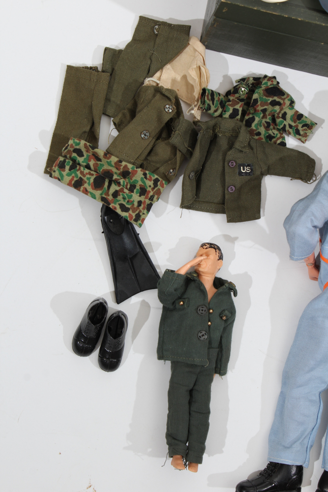 Vintage Mattel G.I.Joe Footlocker Storage Box, Dolls, and Accessories Collection