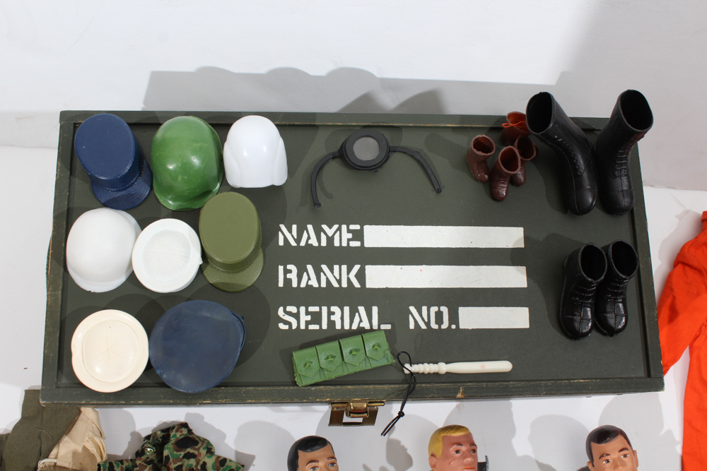 Vintage Mattel G.I.Joe Footlocker Storage Box, Dolls, and Accessories Collection