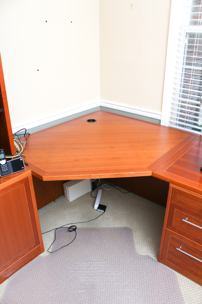 Jasper Hardwood Office Desk With Printer Stand