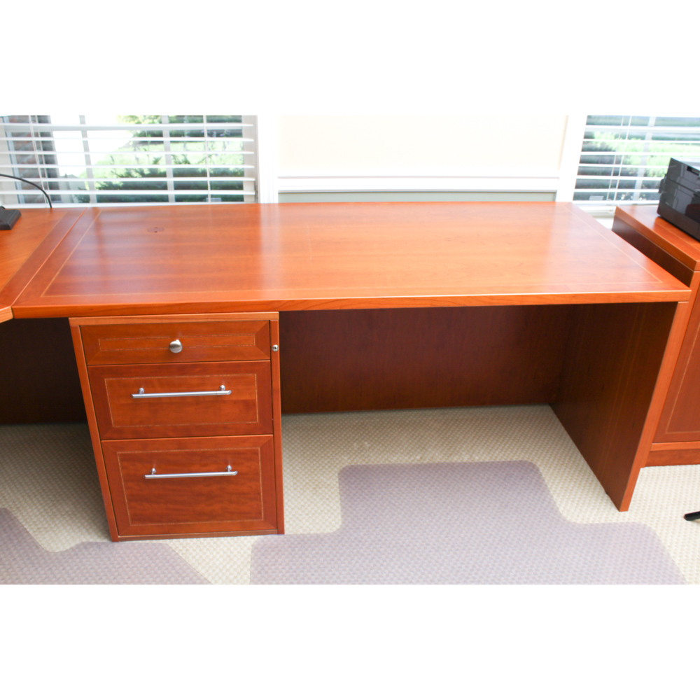 Jasper Hardwood Office Desk With Printer Stand