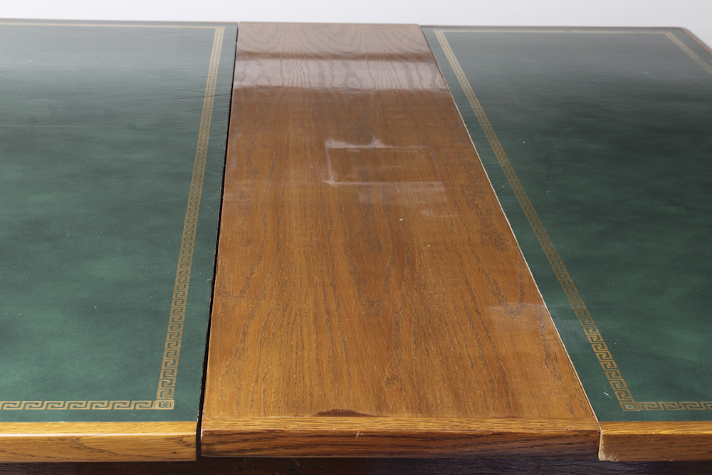 Early 20th Century Oak Leather Top Partners' Desk