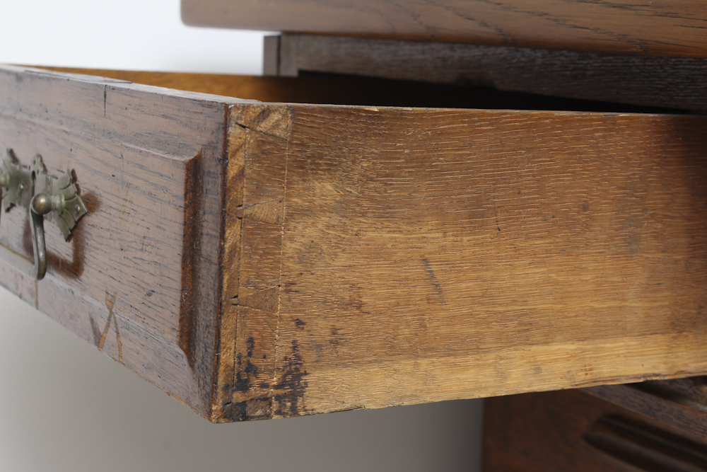 Early 20th Century Oak Leather Top Partners' Desk