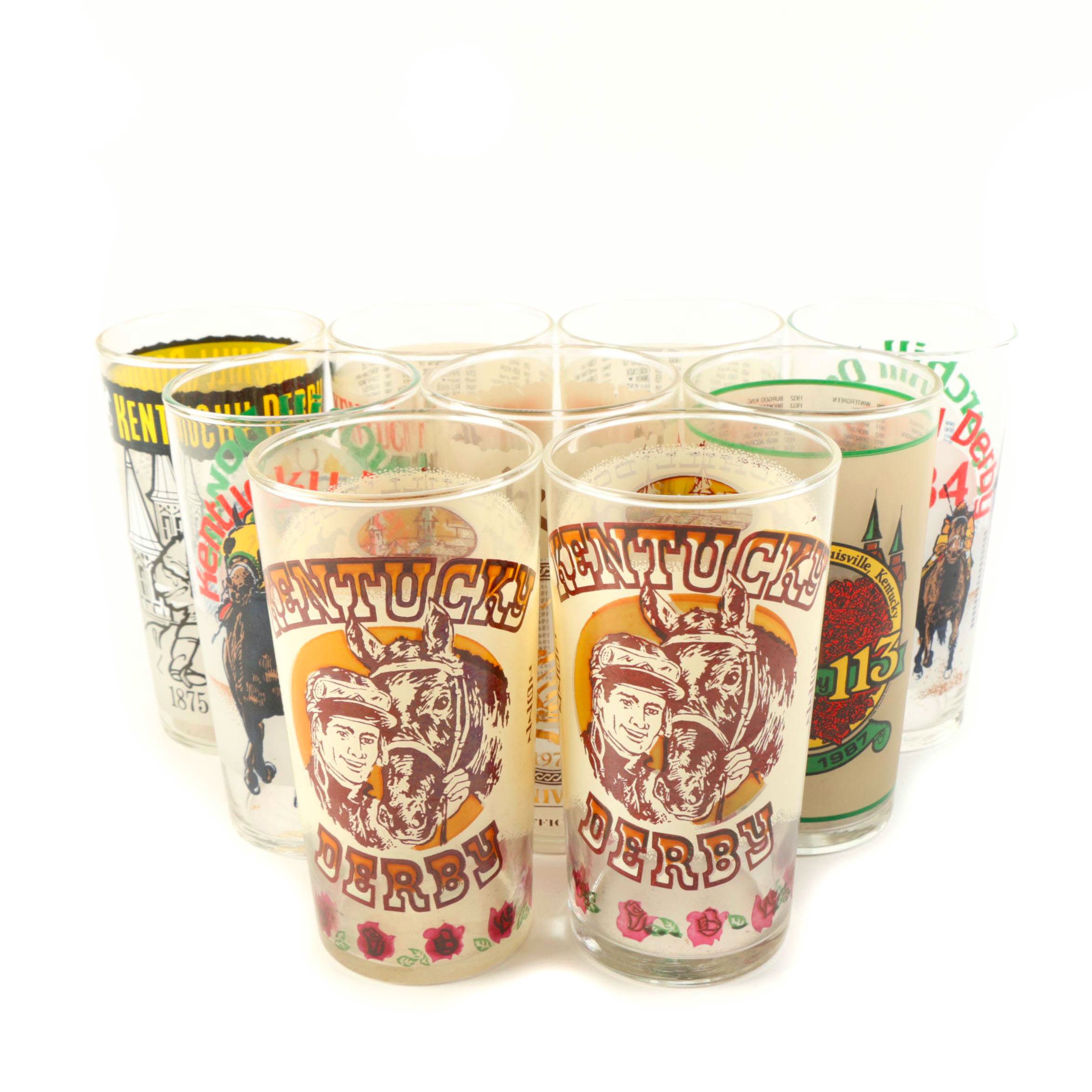 Assortment of Vintage Kentucky Derby Julep Glasses