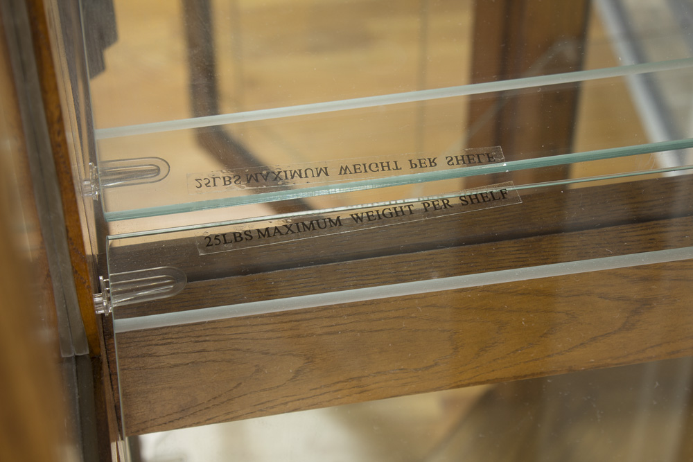 Illuminated Wooden Display Case with Glass Shelves