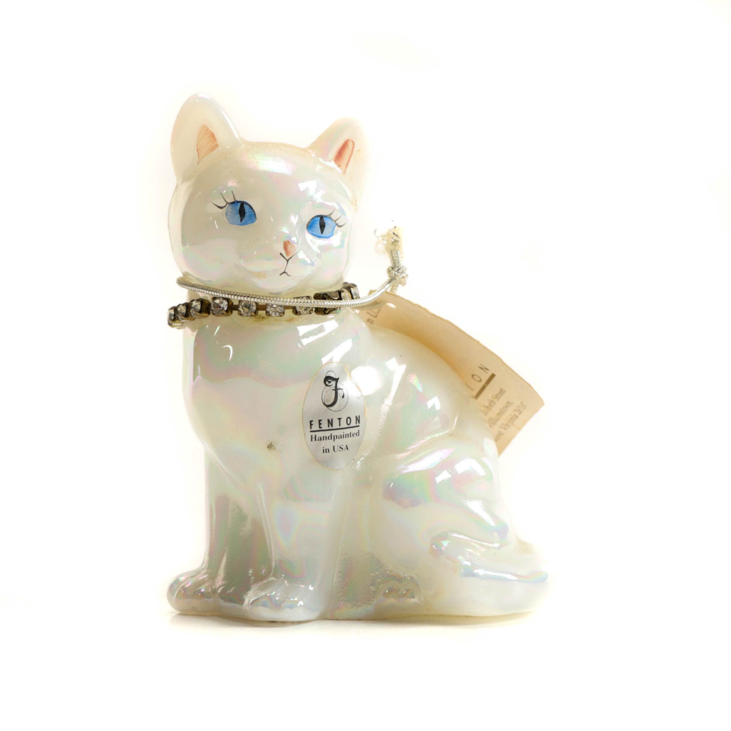 Fenton Opalescent Glass April Birthstone Kitten