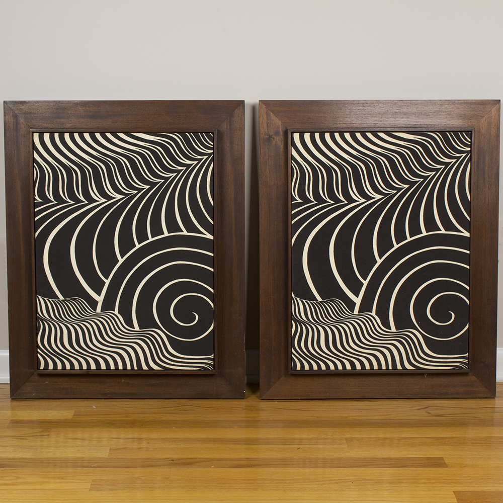 Pair of Vintage "The Fisher" Zebra Sound Panels
