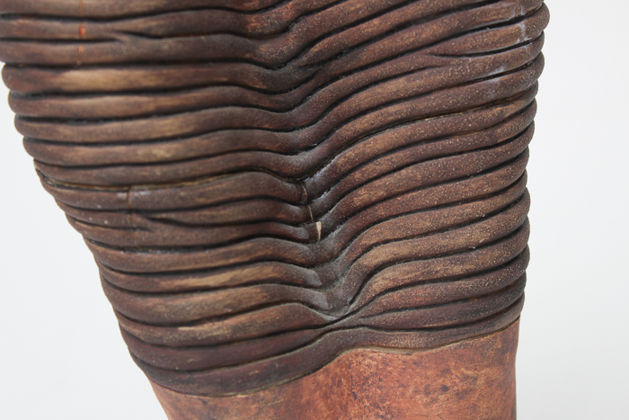 Pair of Hand Thrown Ribbed Pottery Vases