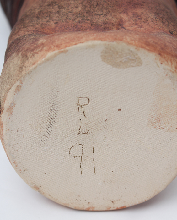 Pair of Hand Thrown Ribbed Pottery Vases