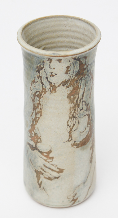 Hand Thrown Decorated Stoneware Vase with Nude by Banner