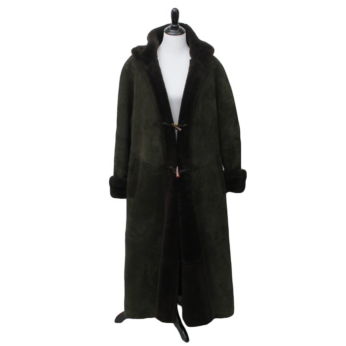 Deri Laray Lambskin Coat with Shearling Lining and Trim