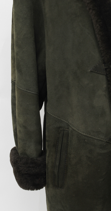 Deri Laray Lambskin Coat with Shearling Lining and Trim