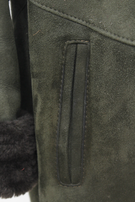 Deri Laray Lambskin Coat with Shearling Lining and Trim