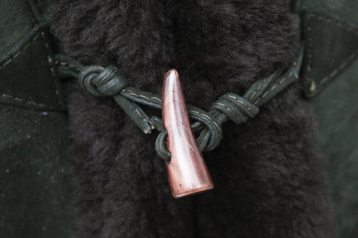 Deri Laray Lambskin Coat with Shearling Lining and Trim