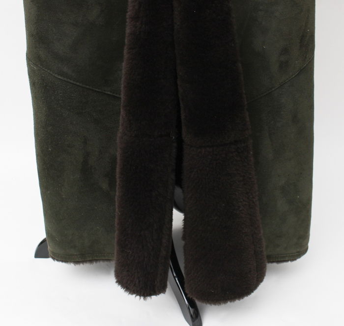 Deri Laray Lambskin Coat with Shearling Lining and Trim